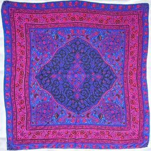 Paisley Square Scarf Purple Blue and Pink 30x30 Bohemian Shabby Chic